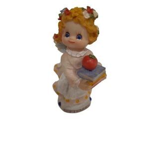 Vintage September Birthstone Angel Figurine – 4" Sapphire Blue – 90s